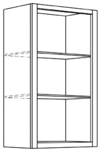 KITCHEN WALL CABINETS SINGLE DOOR WITH TWO SHELVES, RIGHT HINGES - Click Image to Close