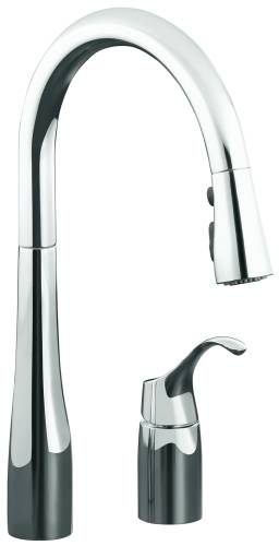 KOHLER SIMPLICE PULL-DOWN KITCHEN SINK FAUCET, POLISHED CHROME - Click Image to Close