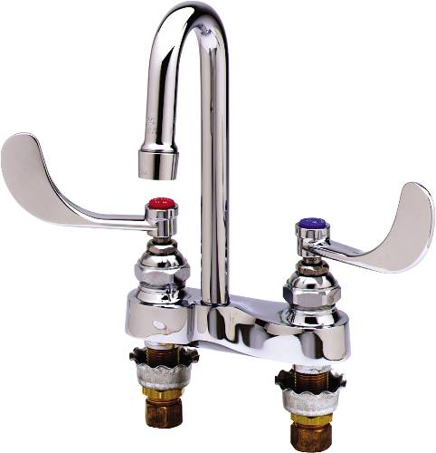 T & S 4 DECK MOUNT MEDICAL LAVATORY FAUCET 4 IN. CC CHROME - Click Image to Close