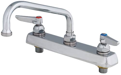 T & S DECK MOUNT FAUCET 8 IN. CENTER 8 IN. SWING SPOUT CHROME - Click Image to Close