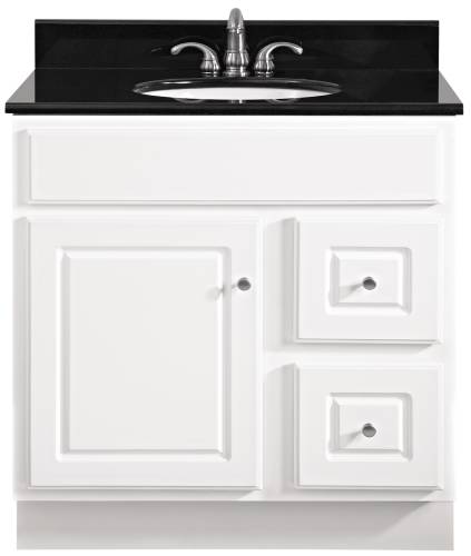 VANITY 1 DOOR, 2 DRAWER WHITE, 30 IN. W X 32-1/2 IN. H X 21 IN. - Click Image to Close