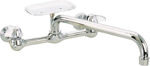 PROPLUS SINK FAUCET WALL MOUNT 7 IN. TO 9 IN. CHROME WITH SOAP