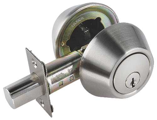 PROMO DOUBLE CYLINDER DEADBOLT, SATIN NICKEL - Click Image to Close
