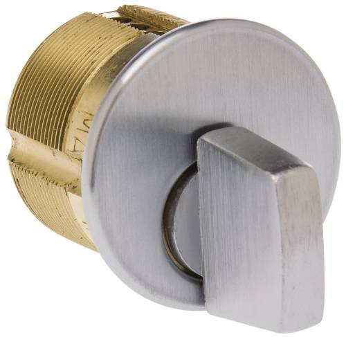 1" MORTISE THUMB TURN CYLINDER SAT CHROME - Click Image to Close