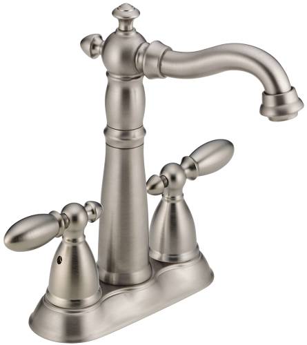 DELTA VICTORIAN TWO HANDLE BAR/PREP FAUCET, STAINLESS - Click Image to Close