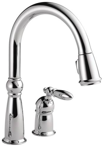 DELTA VICTORIAN SINGLE HANDLE PULL-DOWN KITCHEN FAUCET, CHROME - Click Image to Close