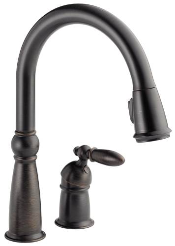 DELTA VICTORIAN SINGLE HANDLE PULL-DOWN KITCHEN FAUCET, VENETIAN - Click Image to Close
