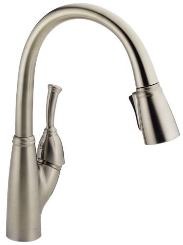 DELTA ALLORA SINGLE HANDLE PULL-DOWN KITCHEN FAUCET, STAINLESS - Click Image to Close