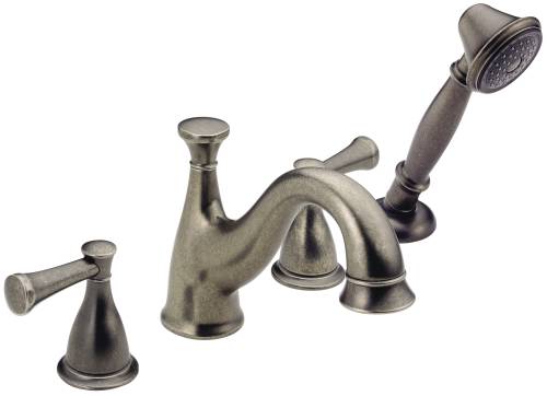 DELTA LOCKWOOD ROMAN TUB WITH HANDSHOWER TRIM, AGED PEWTER - Click Image to Close