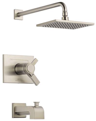 DELTA VERO TEMPASSURE 17T SERIES TUB AND SHOWER TRIM, STAINLESS - Click Image to Close