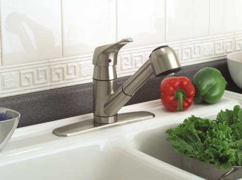 SONOMA KITCHEN FAUCET PULL OUT LEAD FREE BRUSHED NICKEL - Click Image to Close