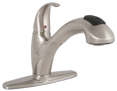 SANIBEL KITCHEN PULL OUT FAUCET SINGLE HANDLE BRUSHED NICKEL LEA - Click Image to Close