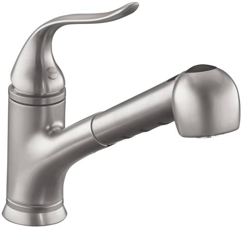 CORALAIS SINGLE-CONTROL PULLOUT SPRAY KITCHEN SINK FAUCET, BRUSH - Click Image to Close