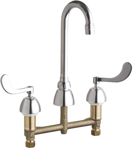 CONCEALED HOT AND COLD WATER SINK FAUCET 3-1/2 IN. GOOSENECK SPO - Click Image to Close