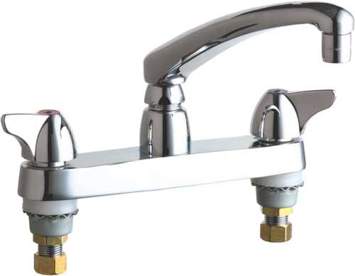 HOT AND COLD WATER SINK FAUCET 8 IN. SWING SPOUT WITH TWO SINGLE - Click Image to Close