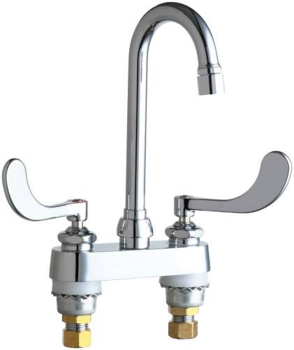 HOT AND COLD WATER SINK FAUCET 3-1/2 IN. GOOSENECK SPOUT WITH TW - Click Image to Close
