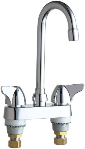 CHICAGO FACUETS 4 IN. CENTERSET GOOSENECK SINK FAUCET WITH METAL
