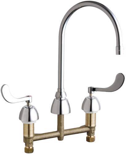 CONCEALED HOT AND COLD WATER SINK FAUCET 10 IN. GOOSENECK SPOUT - Click Image to Close