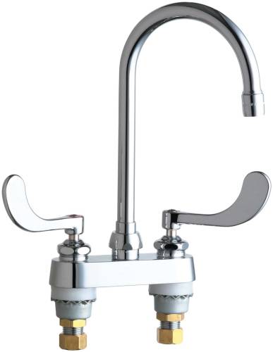 HOT AND COLD WATER SINK FAUCET 5-1/4 IN. GOOSENECK SPOUT WITH TW - Click Image to Close