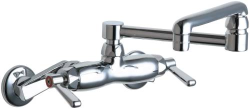 HOT AND COLD WATER SINK FAUCET 13 IN. SWING SPOUT WITH TWO LEVER - Click Image to Close
