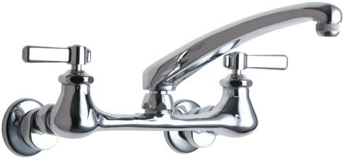 HOT AND COLD WATER SINK FAUCET 8 IN. SWING SPOUT WITH TWO LEVER - Click Image to Close