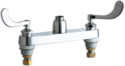 HOT AND COLD WATER SINK FAUCET WITH TWO WRIST BLADE HANDLES - Click Image to Close