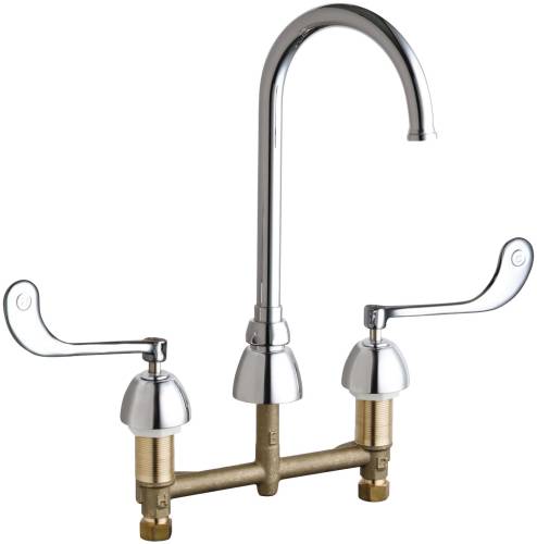 CONCEALED HOT AND COLD WATER SINK FAUCET 5-1/4 IN. GOOSENECK SPO - Click Image to Close