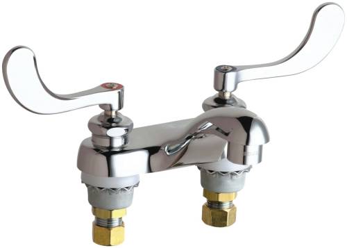 HOT AND COLD WATER SINK FAUCET WITH TWO WRIST BLADE HANDLES