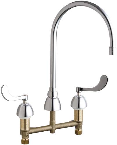 CONCEALED HOT AND COLD WATER SINK FAUCET 3-1/2 IN. GOOSENECK SPO - Click Image to Close