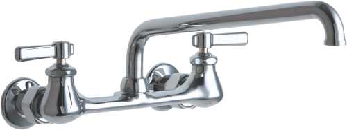 HOT AND COLD WATER SINK FAUCET 12 IN. SWING SPOUT WITH TWO LEVER - Click Image to Close