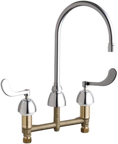 CONCEALED HOT AND COLD WATER SINK FAUCET 8 IN. GOOSENECK SPOUT W - Click Image to Close