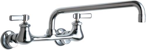 HOT AND COLD WATER SINK FAUCET 12 IN. SWING SPOUT WITH TWO LEVER - Click Image to Close