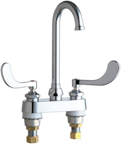 HOT AND COLD WATER SINK FAUCET 3-1/2 IN. GOOSENECK SPOUT WITH TW - Click Image to Close