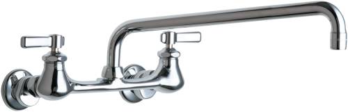 HOT AND COLD WATER SINK FAUCET 14 IN. SWING SPOUT WITH TWO LEVER - Click Image to Close