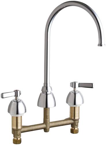 CONCEALED HOT AND COLD WATER SINK FAUCET 8 IN. GOOSENECK SPOUT W - Click Image to Close