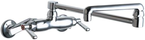 HOT AND COLD WATER SINK FAUCET 18 IN. SWING SPOUT WITH TWO LEVER - Click Image to Close