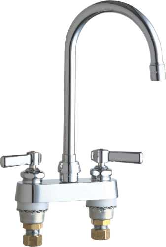 HOT AND COLD WATER SINK FAUCET 5-1/4 IN. GOOSENECK SPOUT WITH TW - Click Image to Close