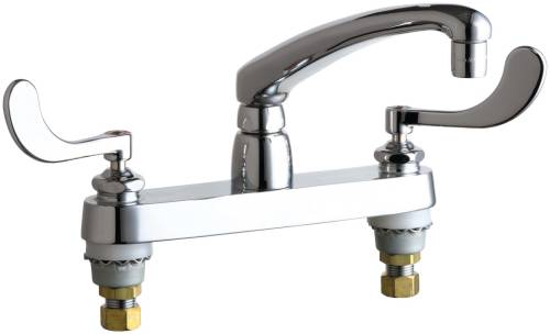 HOT AND COLD WATER SINK FAUCET 8 IN. SWING SPOUT WITH TWO WRIST - Click Image to Close