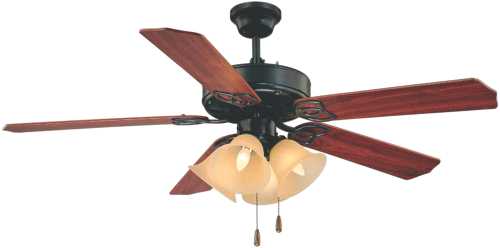 CEILING FAN 4 LIGHT 52" ANT BRONZE - Click Image to Close