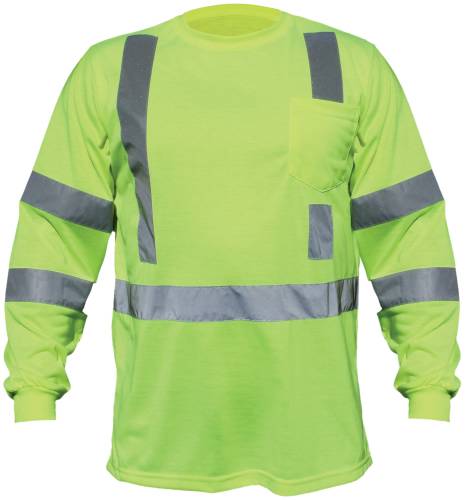 LONG SLEEVE SAFETY TEE SHIRT CLASS 3 YELLOW, 2XL - Click Image to Close