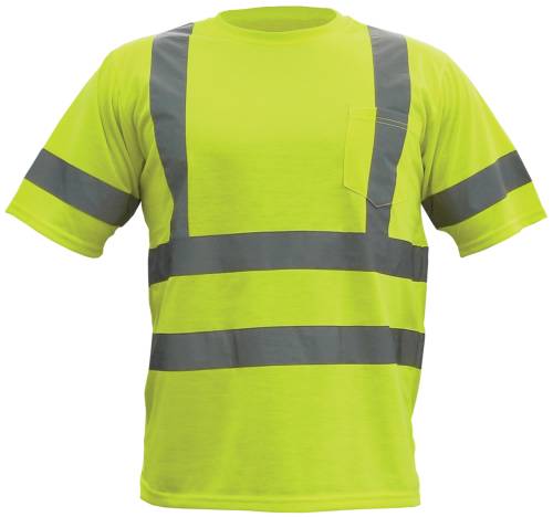 SAFETY TEE SHIRT CLASS 3 YELLOW, LARGE - Click Image to Close