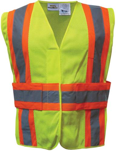 MESH SAFETY VEST 3-POINT BREAKAWAY, CLASS 2, YELLOW, LARGE/XL
