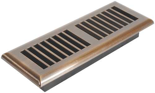 LOUVERED FLOOR REGISTER, 3 IN. X 10 IN., ANTIQUE BRASS - Click Image to Close