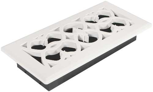 VICTORIAN FLOOR REGISTER, 4 IN. X 10 IN., WHITE - Click Image to Close