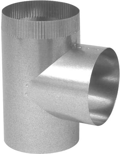 TEE STRAIGHT, 12 IN. X 12 IN. X 12 IN., 24GA, GALVANIZED - Click Image to Close
