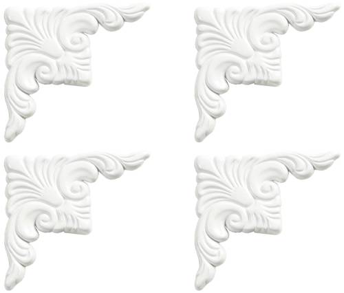 MIRROR CONTEMPORARY CORNER PLATES, DOVE WHITE, 4 PACK - Click Image to Close