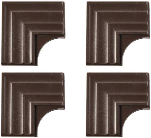 MIRROR CONTEMPORARY CORNER PLATES, CHERRY WALNUT WOODGRAIN, 4 PA - Click Image to Close