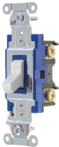 HUBBELL PRO SERIES TOGGLE SWITCH, 15 AMP, SINGLE POLE, WHITE - Click Image to Close