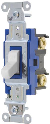 HUBBELL PRO SERIES TOGGLE SWITCH, 15 AMP, 3 WAY, WHITE
