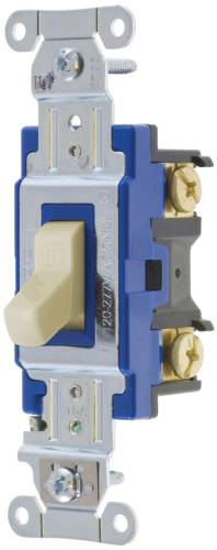 HUBBELL PRO SERIES TOGGLE SWITCH, 15 AMP, 3 WAY, IVORY